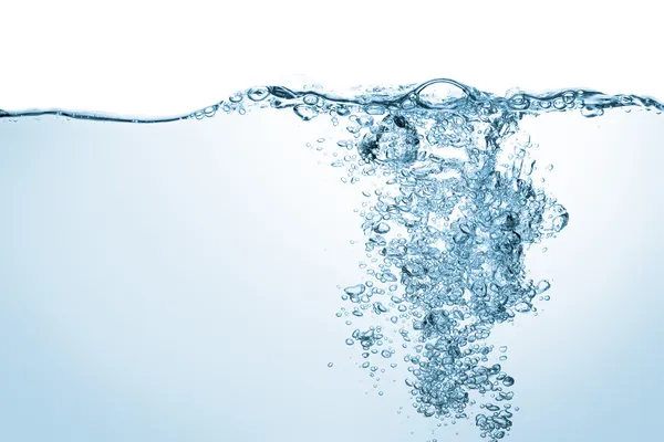 Burbujas de agua y aire sobre fondo blanco — Foto de Stock