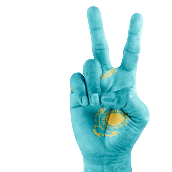 Bandera de Kazajstán en la mano Imagen De Stock