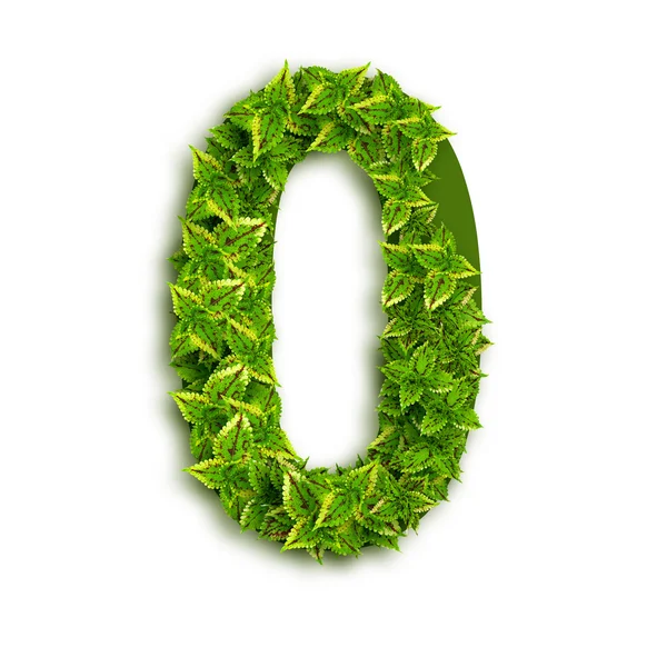 Alphabet Number 0 With Leaves — Stock Photo, Image