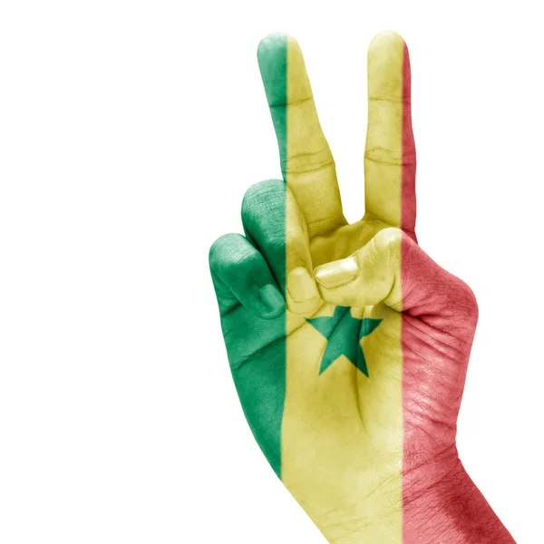 Senegal Flag On Victory Hand — Stock Photo, Image