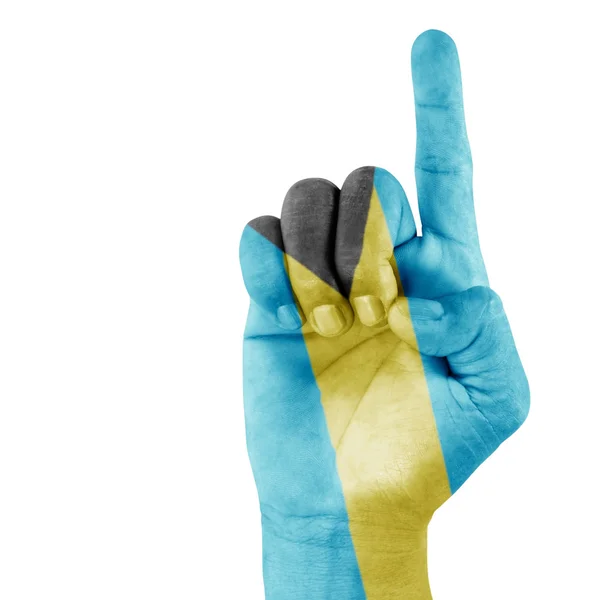 A kéz felfelé mutató zászló Bahama-szigetek — Stock Fotó
