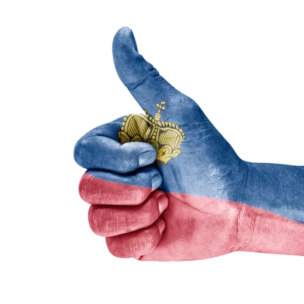 Bandera de Liechtenstein en la mano — Foto de Stock