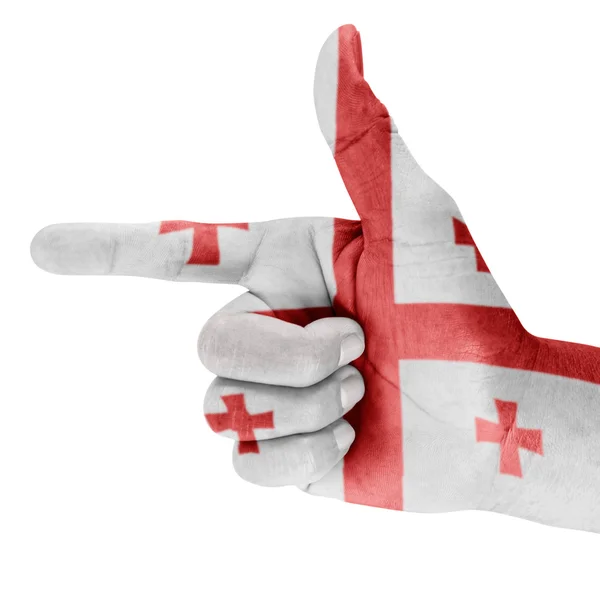 Georgia Flag On Shooting Hand — Stock Photo, Image