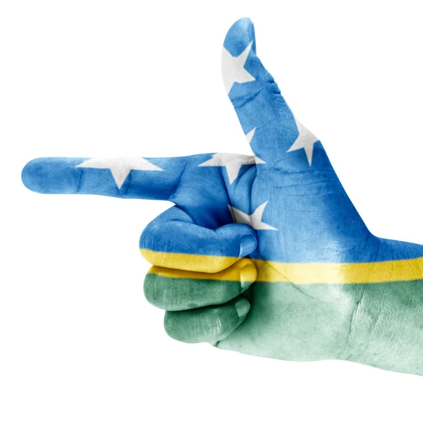 Solomon Islands Flagge auf Schießhand — Stockfoto