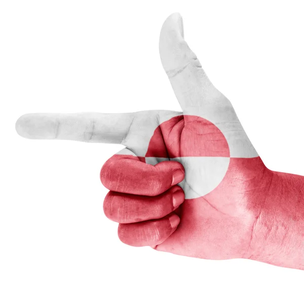 Greenland Flag On Shooting Hand — Stock Photo, Image
