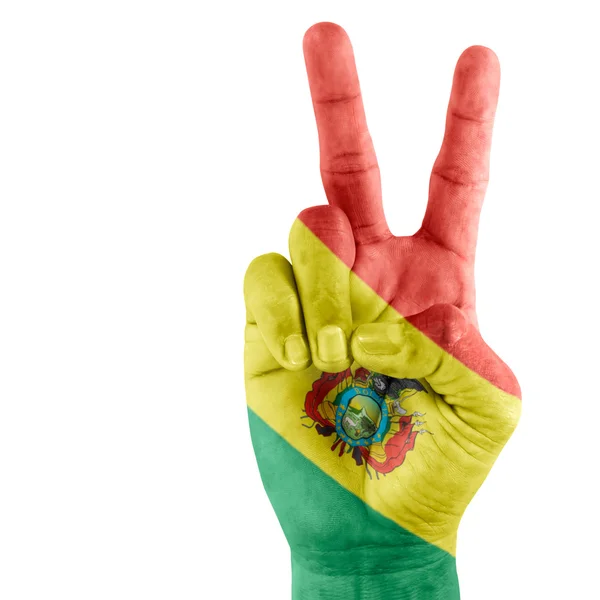 Bolivia (staten) flagga på seger Hand — Stockfoto