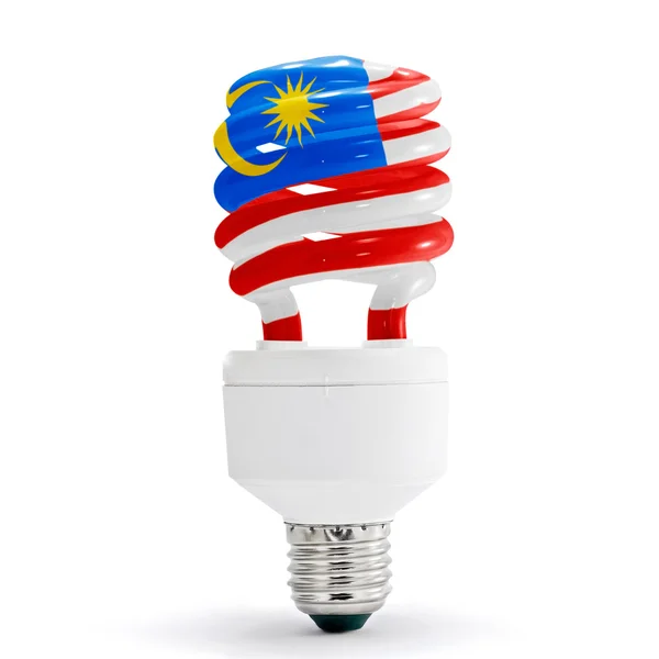 Malaysia Flag On Energy Saving Lamp — Stock Photo, Image