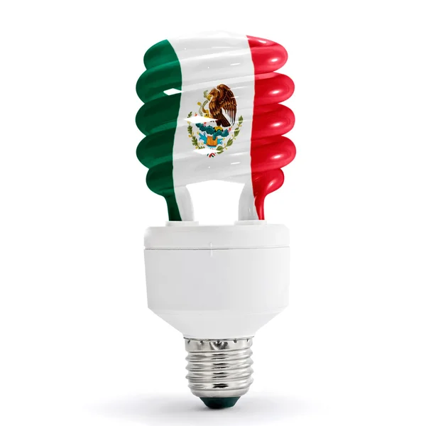Messico bandiera sulla lampada a risparmio energetico . — Foto Stock