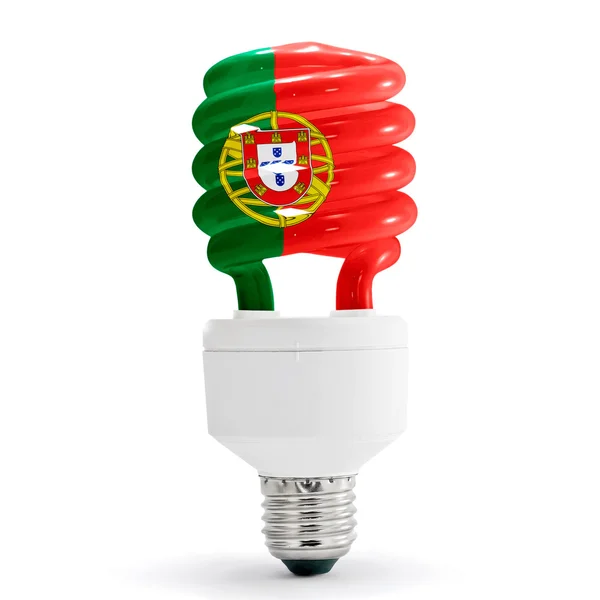 Portugal flag on energy saving lamp. — Stock Photo, Image