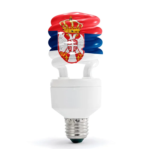 Bandiera della Serbia sulla lampadina — Foto Stock