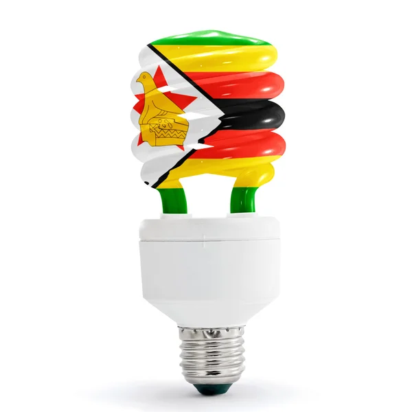 Flag Of Zimbabwe On Bulb — Stock Photo, Image