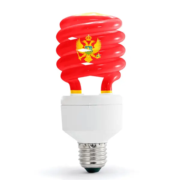 Flag Of Montenegro On Bulb — Stock Photo, Image