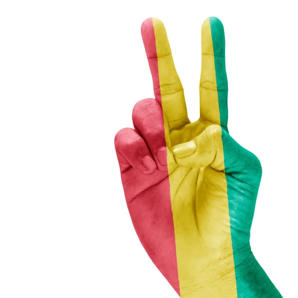 Flag Of Guinea In Victory Hand — Stock Photo, Image