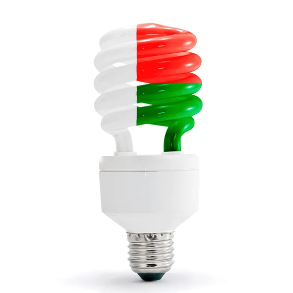 Flag Of Madagascar On Bulb — Stock Photo, Image