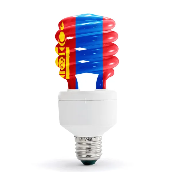 Flag Of Mongolia On Bulb — Stock Photo, Image