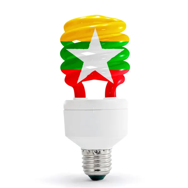 Flag Of Myanma On Bulb — Stock Photo, Image