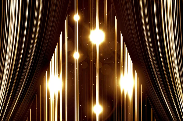 Gold stage curtain — Stock Photo, Image