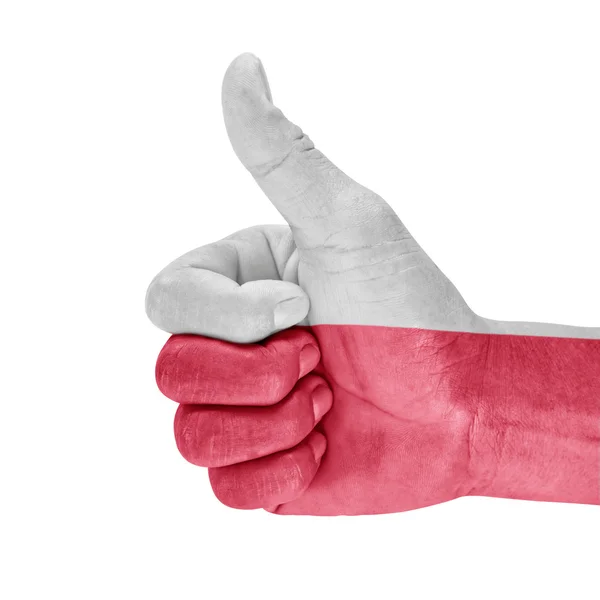 Flag of Poland On Thumb Up Hand — Stock Photo, Image