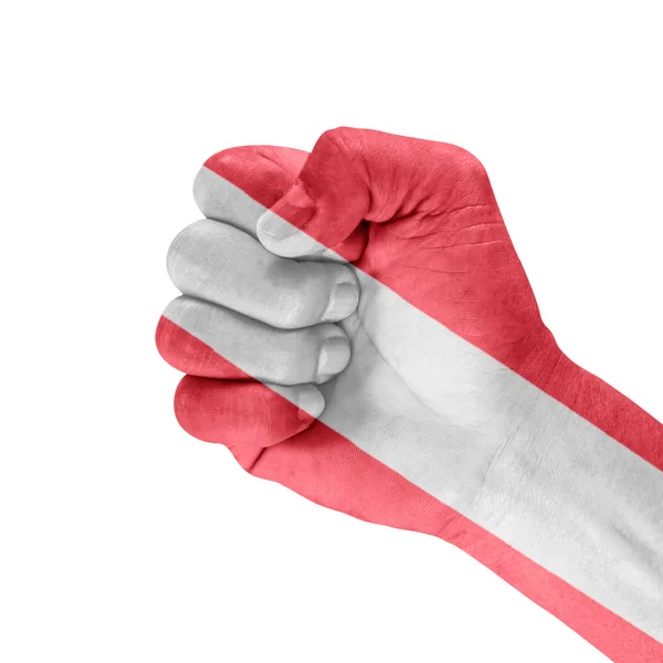 Bandera de Polonia en la mano del pulgar — Foto de Stock