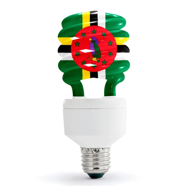 Flag of Dominica On Bulb — Stock Photo, Image