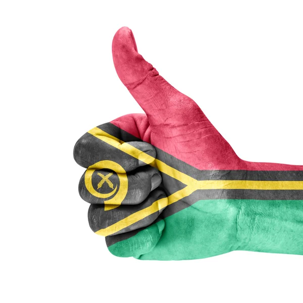 Bandiera di Vanuatu su Pollice in su la mano — Foto Stock