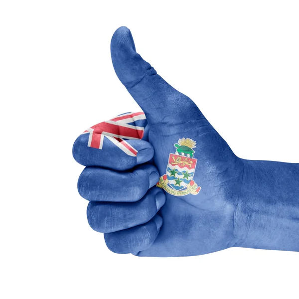 Flag Of the Cayman Islands On Thumb Up Hand — Stock Photo, Image