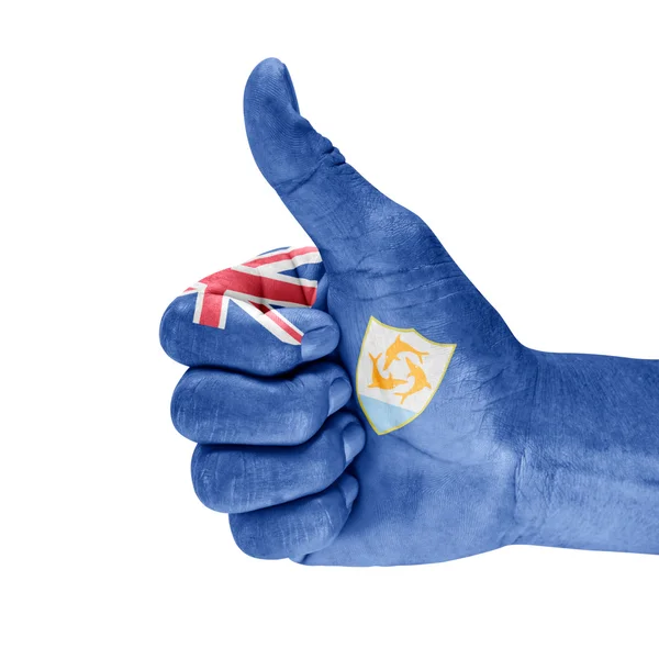 Flag Of Anguilla On Thumb Up Hand — Stock Photo, Image