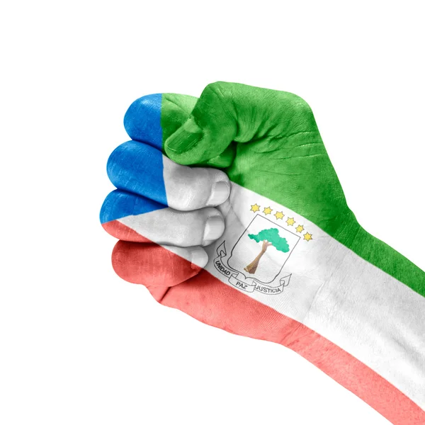 Flag Of Equatorial Guinea On Hand — Stock Photo, Image