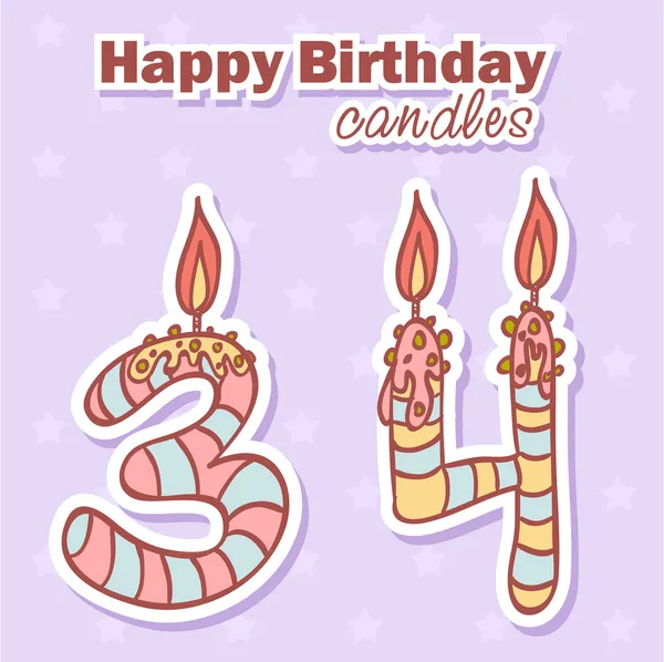 Set di candele di compleanno figure nubmer — Vettoriale Stock