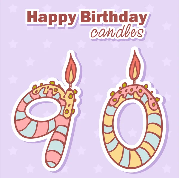 Cumpleaños velas nubmer figuras conjunto — Vector de stock