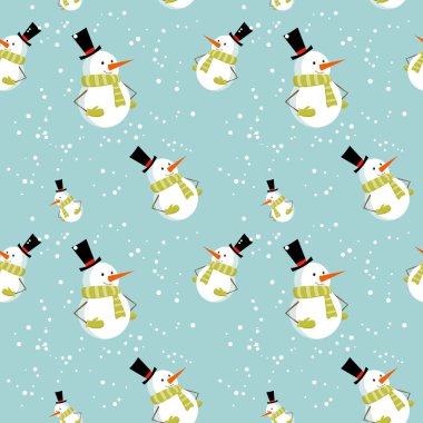 sevimli çizgi yılbaşı kardan adam ile Seamless Modeli