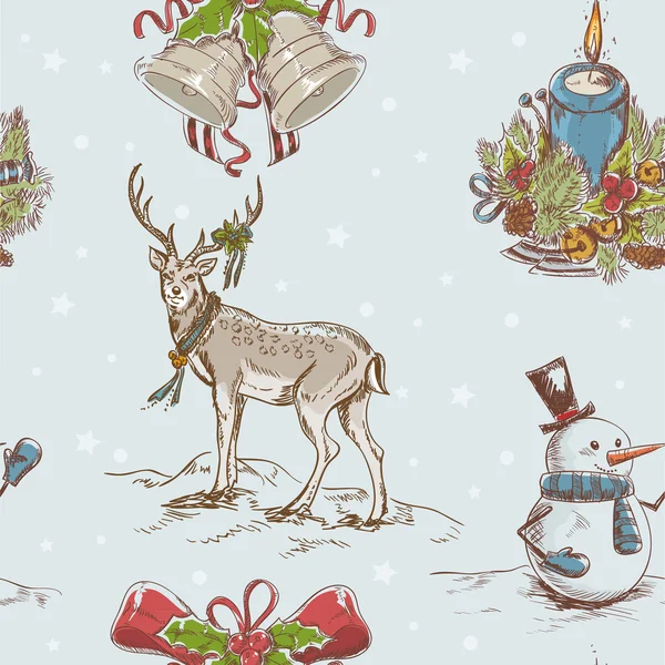 Kreatív varrat nélküli karácsonyi kézzel rajzolt textúra — Stock Vector