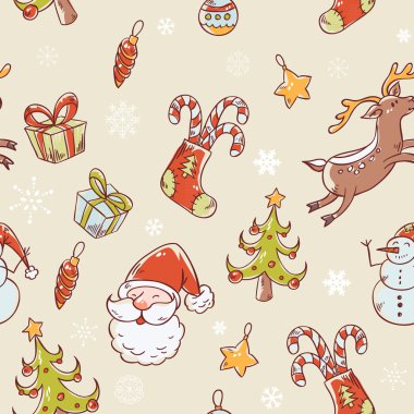 desen kış sembolleri ile sorunsuz Noel el çekilmiş