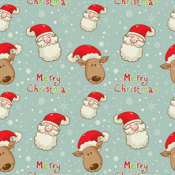 Christmas seamless pattern with Santa Clau and deer — ストックベクタ