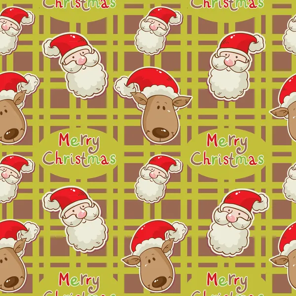 Weihnachten nahtloses Muster mit Weihnachtsmann und Hirsch — Stockvektor