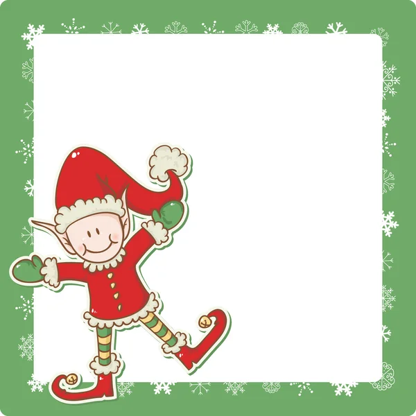 Christmas card with little elf Santa helper — Stock Vector