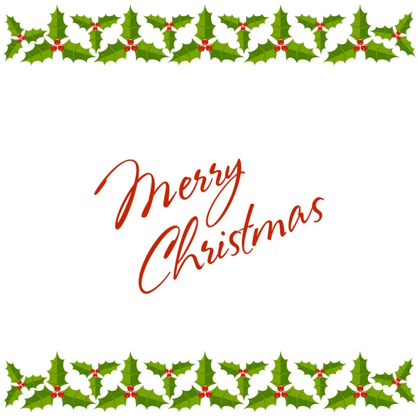 Weihnachten Stechpalme Bordüre und Rahmen Postkarte — Stockvektor