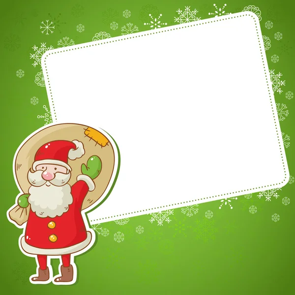 Tarjeta de Navidad con Santa y pegatina — Archivo Imágenes Vectoriales