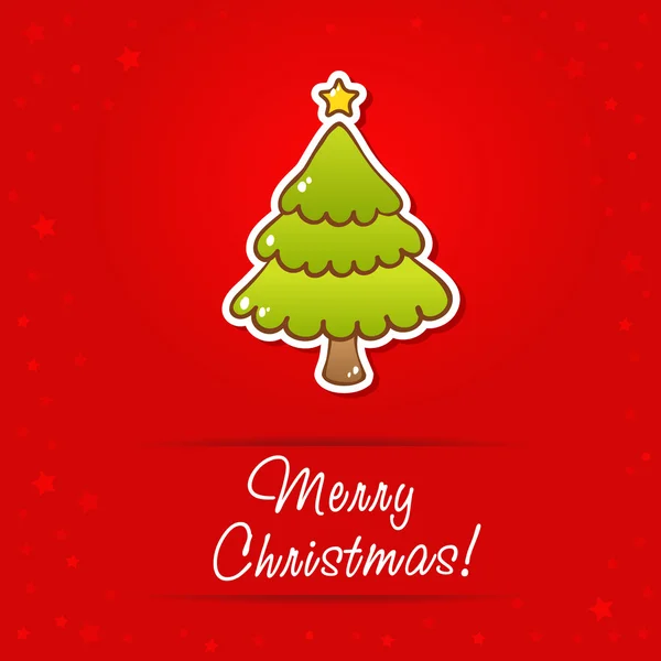 Όμορφα Χριστούγεννα ευχετήρια κάρτα με δέντρο κινούμενα σχέδια — Διανυσματικό Αρχείο