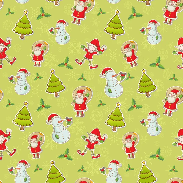 Christmas cartoon characters seamless pattern — Stock Vector