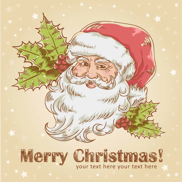 Noel retro kartpostal sevimli gülümseyen Noel Baba ile
