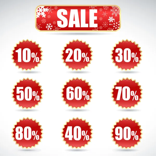 Christmas sale stickers and tags with discounts — Stock Vector