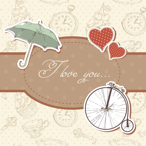 Romantisch vintage Valentijn uitnodiging briefkaart — Stockvector
