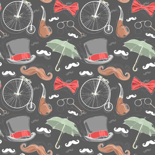 Retro seamless pattern with vintage objects — Stock Vector