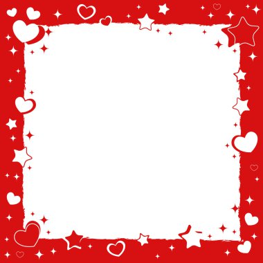 Sevgililer günü aşk romantik çerçevesi ile kalpleri ve yıldız