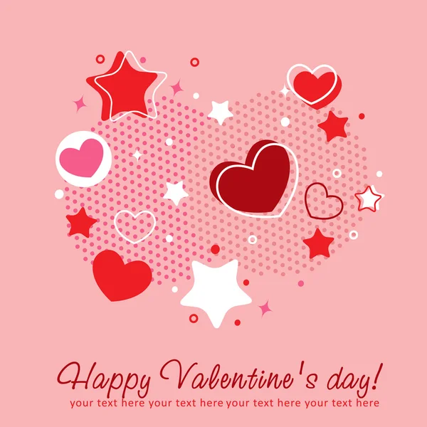 Valentine congratulation card with hearts — Stock Vector