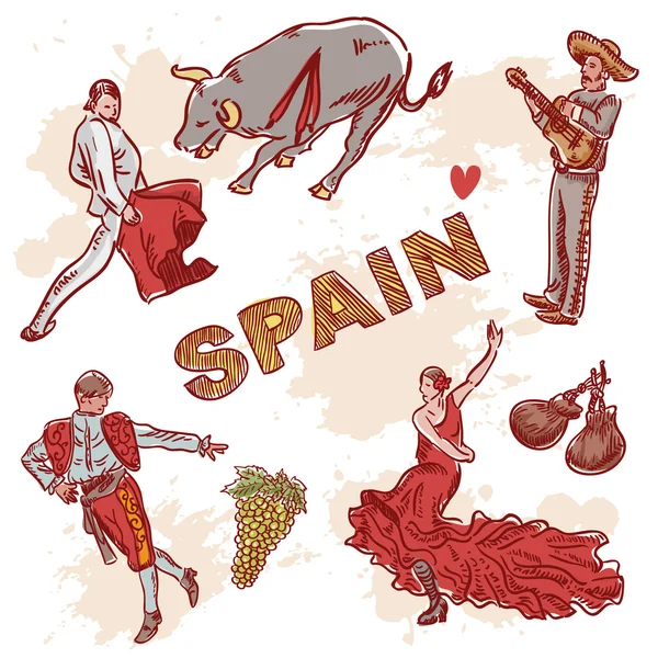 Spanyol szimbólumok gyűjteménye — Stock Vector