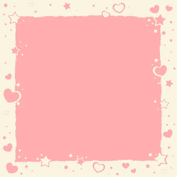 Valentine love romantic frame with hearts and stars — Stock Vector