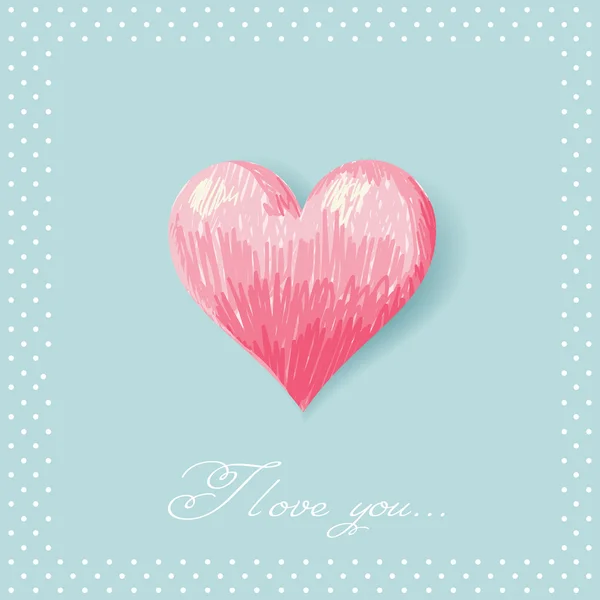 Romantic Valentine sketch heart invitation postcard — Wektor stockowy