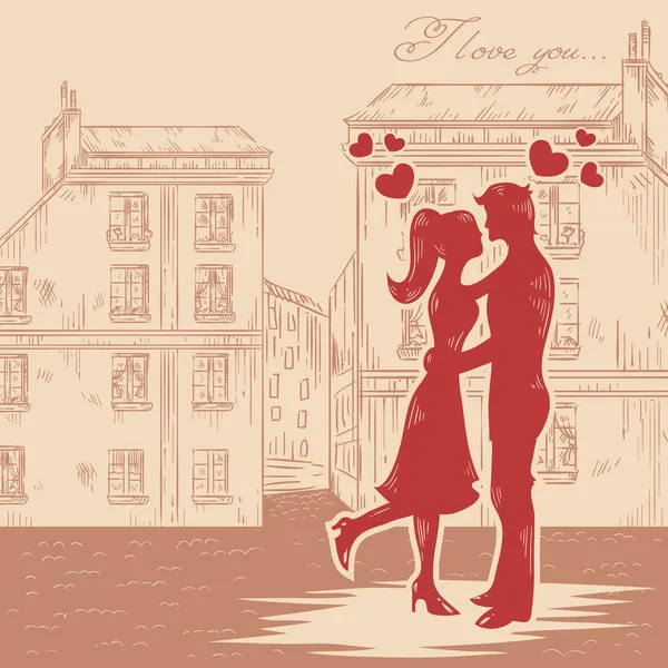 Couple heureux amoureux des cœurs — Image vectorielle